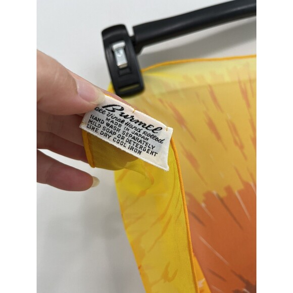 Vintage Burmel Scarf Sunflower Sheer Square Hand Rolled 22" - Picture 3 of 5